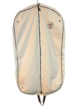Hermes Garment Bag with Logo - Cream with Brown Trim
